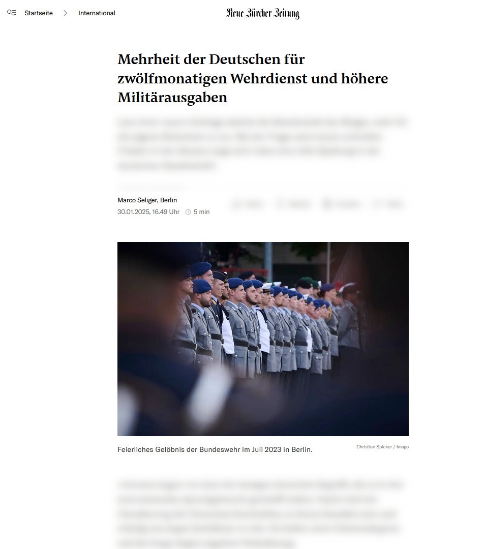 01.2025 Neue Züricher Zeitung
